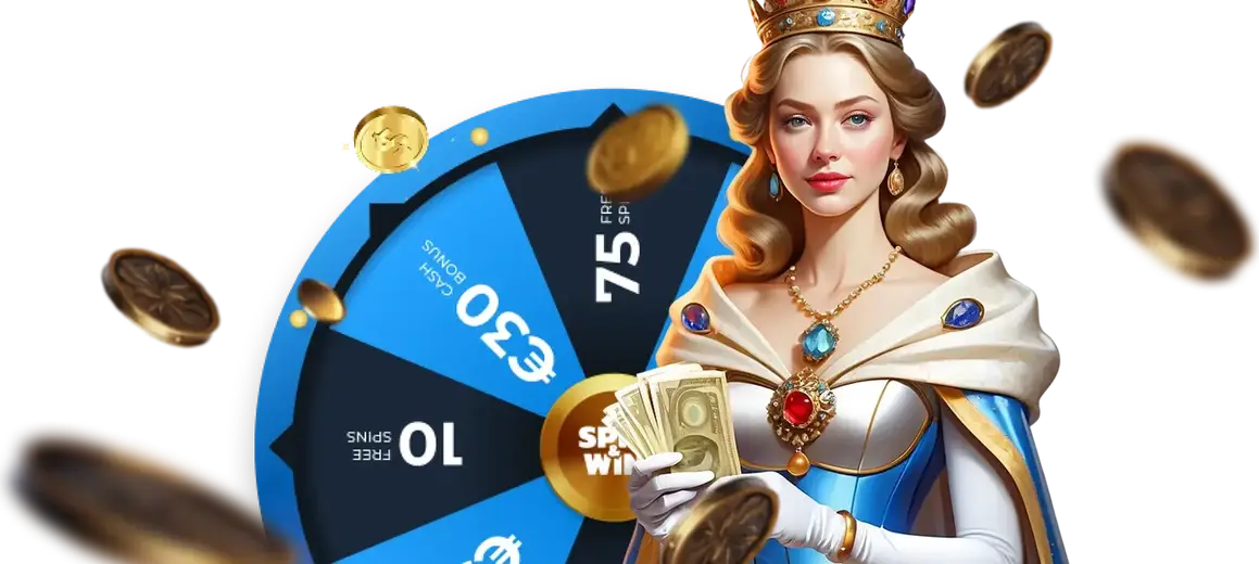 Regina con ruota dei premi della promozione Royal Quest di Loki Casino